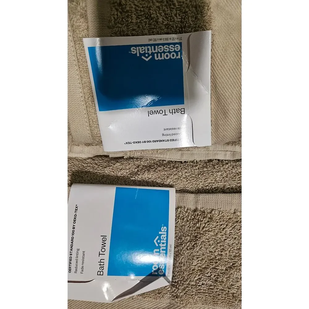 Room Essentials Bath Towels Set of 2 Tan Taupe OEKO-TEX Fade Resistant NWT